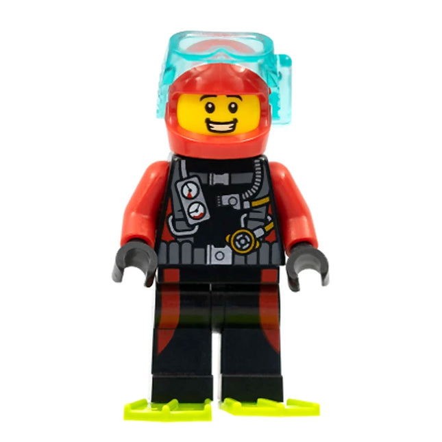 LEGO Minifigure - Male, Scuba Diver, Dive Suit, Flippers, Helmet (2017) [CITY]
