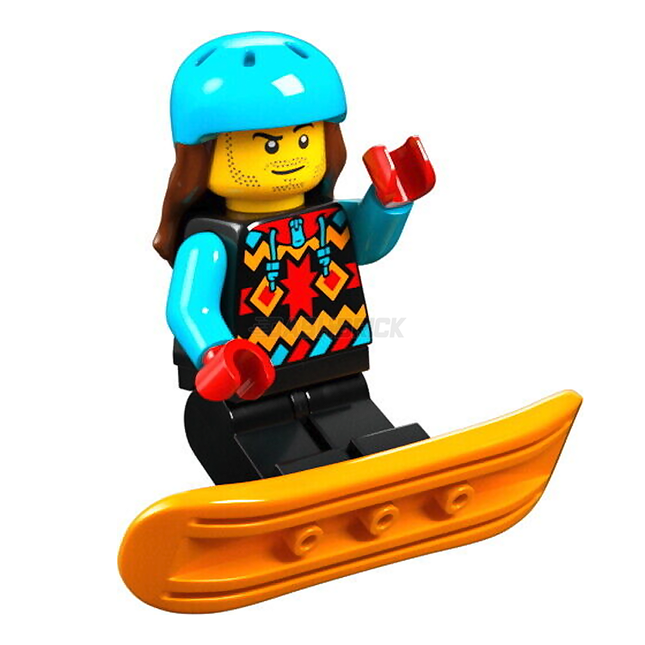 LEGO Minifigure - Snowboarder, Male, Geometric Jacket, Helmet, Snowboard [CITY]