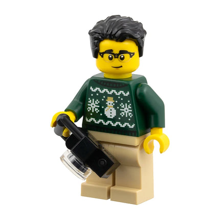 LEGO Minifigure - Male, Dark Green Holiday Sweater, Glasses, Camera (2025) [Limited Edition]