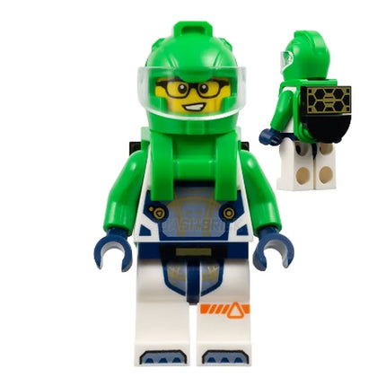 LEGO Minifigure - Astronaut - Male, Bright Green, Solar Panel, Glasses [SPACE]