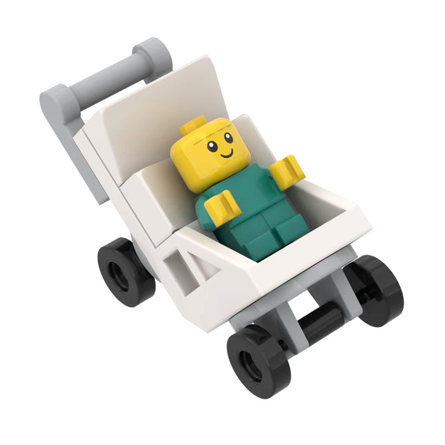 LEGO "Baby Stroller" - Pram/Buggy/Pushchair, White [MiniMOC]
