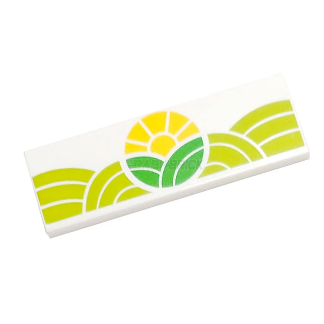 LEGO Minifigure Accessory - Tile, Green Hills and Yellow Sun, Farm (2 x 6) [69729pb034] 6319789
