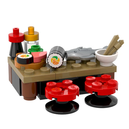 LEGO "Sushi Bar" - Japanese Restaurant Corner Table & Chairs [MiniMOC]