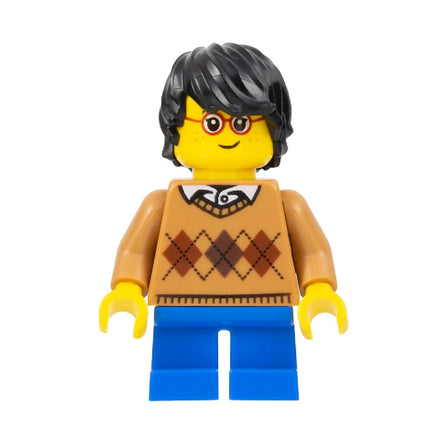 LEGO Minifigure - Child - Boy, Argyle Sweater, Tousled Hair, Glasses (2017) [CITY]