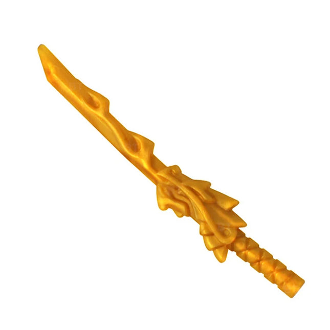 LEGO Minifigure Accessory - Weapon Sword, Katana with Dragon Head (Ninjago Sword of Fire), Pearl Gold [93055] 6096099