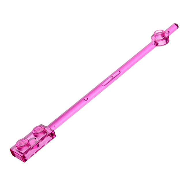 LEGO Bar 12L with 1 x 2 Plate End Solid Studs and 1 x 1 Round Plate End, Trans-Dark Pink [42445] 6009017
