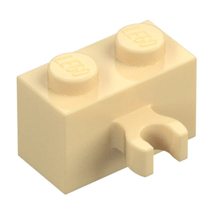 LEGO Brick, Modified 1 x 2, Open O Clip Thick (Vertical Grip), Tan [30237b] 6335307