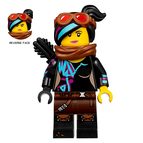 LEGO Minifigure - Lucy Wyldstyle, Black Quiver, Scarf, Goggles, Smile / Angry (2019) [The LEGO Movie]