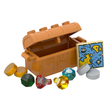 LEGO "Treasure Chest" Jewels, Coins, Map, Nougat Chest [MiniMOC]