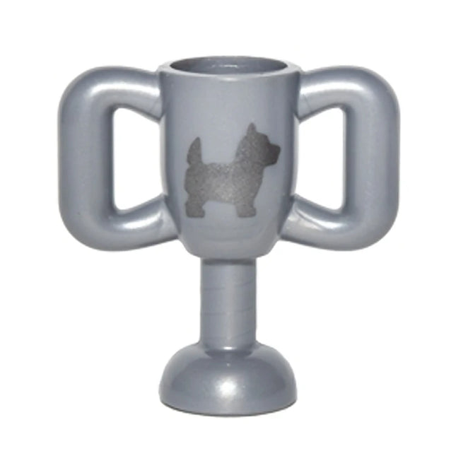 LEGO Minifigure Accessory - Trophy Cup, Small, Silver Terrier Dog, Flat Silver [10172pb001] 6160287
