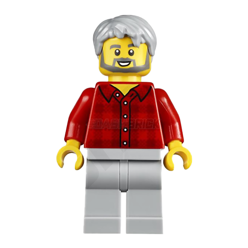 LEGO Minifigure - Male, Gray Hair & Beard, Red Flannel Shirt, Grandpa [CITY]