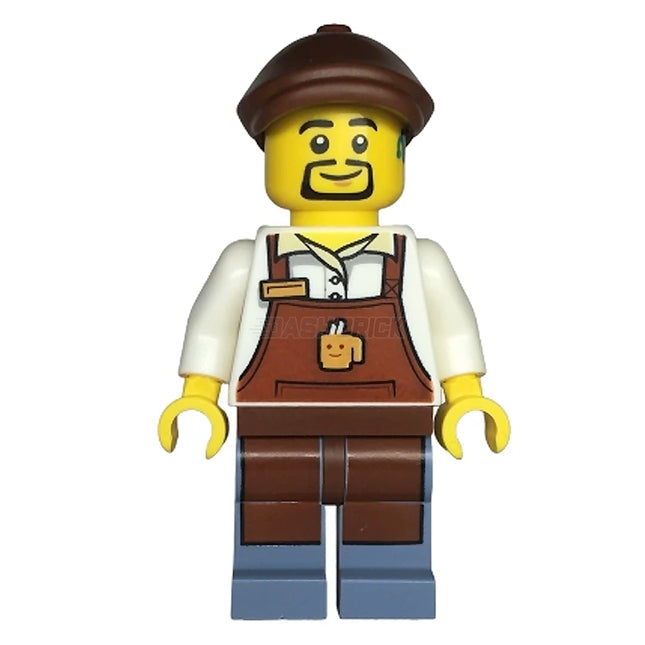 LEGO Minifigure - Male, Barista, Apron with Cup and Name Tag, Flat Cap (2023) [CITY]