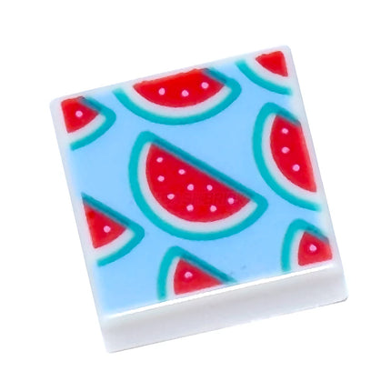 LEGO Minifigure Accessory - Tile, Red Watermelon Slices Pattern (1 x 1 Tile) [3070pb339] 3070bpb339