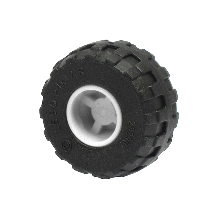LEGO Wheel 11mm D. x 12mm Hole Notched for Wheels Holder Pin with Black Tire 24 x 12 R Balloon 6014b 56890 White 6014bc04 4211764 6162541