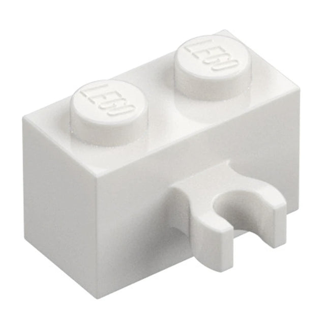 LEGO Brick, Modified 1 x 2, Open O Clip Thick (Vertical Grip), White [30237b] 6320300