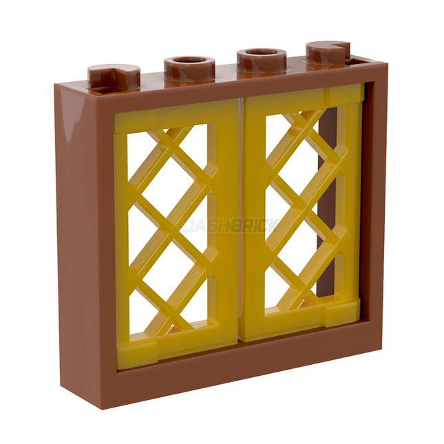 LEGO Window with 2 x Opening Panes, Reddish Brown/Pearl Gold [60594 / 60607]