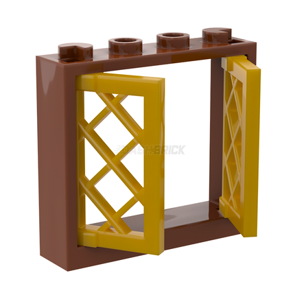 LEGO Window with 2 x Opening Panes, Reddish Brown/Pearl Gold [60594 / 60607]