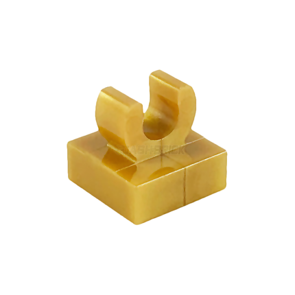 LEGO Tile, Modified 1 x 1 with Open O Clip, Pearl Gold [15712]