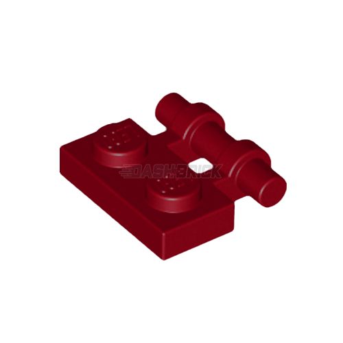 LEGO Plate, Modified 1 x 2, Bar Handle on Side, Free Ends, Dark Red [2540]