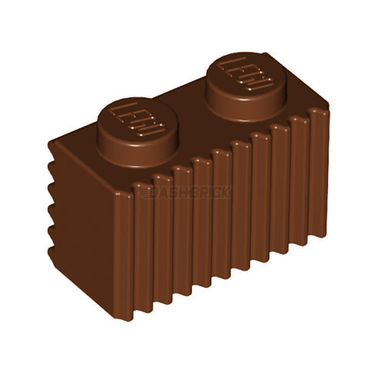 LEGO Brick, Modified 1 x 2, Grille Profile (Flutes), Reddish Brown [2877]