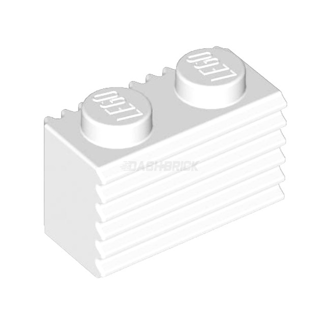 LEGO Brick, Modified 1 x 2, Grille Profile (Flutes), White [2877]