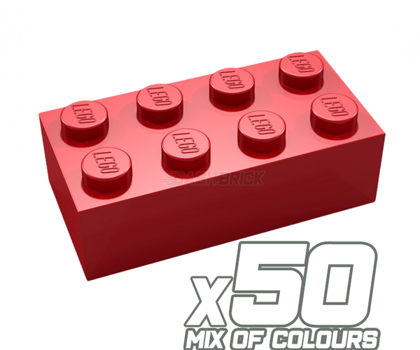 LEGO Just Bricks Pack of 50 2 x 4 Bricks 3001 Assorted Colours DASHBRICK