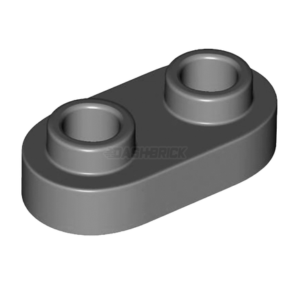 LEGO Plate, Modified 1 x 2 Rounded, 2 Open Studs, Dark Grey [35480]
