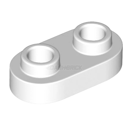 LEGO Plate, Modified 1 x 2 Rounded, 2 Open Studs, White [35480]