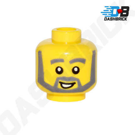 LEGO Minifigure Head - Beard, Thick Gray Eyebrows, Smile