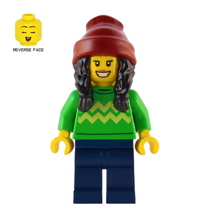LEGO Minifigure - Female, Holiday Shopper, Beanie, Sweater [CITY]