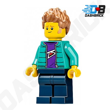 LEGO Minifigure - "Mark" Male, Purple Shirt, Turquoise Jacket [CITY]