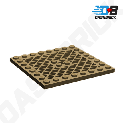 LEGO Plate, Modified 8 x 8, Grille/Grate/Platform, Dark Tan [4151b]