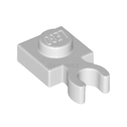 LEGO Plate, Modified 1 x 1, Open O Clip Thick (Vertical Grip), White [4085d / 60897]