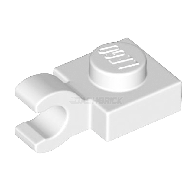 LEGO® Plate, Modified 1 x 1, Open O Clip (Horizontal Grip), White [61252]