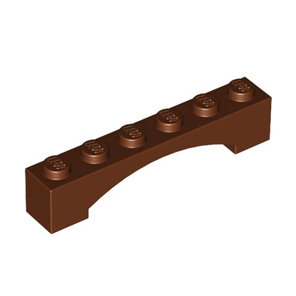 LEGO® Brick, Arch 1 x 6, Raised Bow/Arch, Reddish Brown [92950]