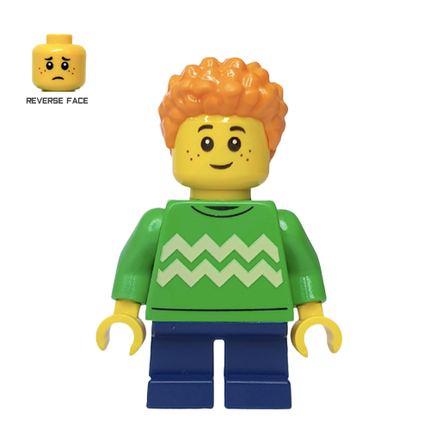 LEGO Minifigure - Boy/Child, Orange Hair, Green Sweater [CITY]