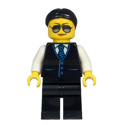 LEGO Minifigure - Limousine Driver/Security, Black Vest, Tie, Glasses [CITY]