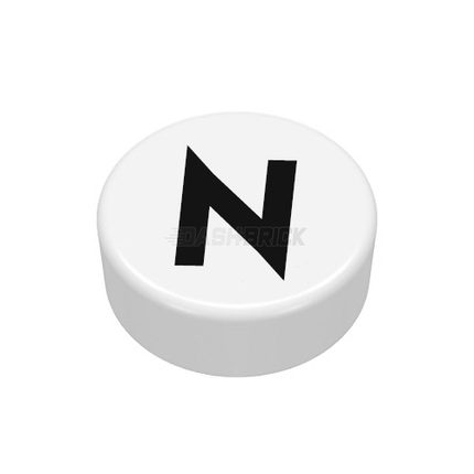 LEGO Minifigure Accessory - The Letter "N", Type/Lettering, White Tile [98138pb224]