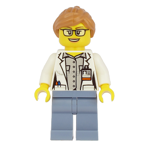 LEGO Minifigure - Researcher/Doctor - Female, White Jacket, Glasses [CITY]