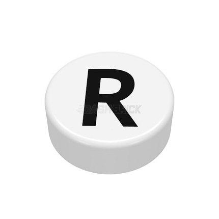 LEGO Minifigure Accessory - The Letter "R", Type/Lettering, White Tile [98138pb228]