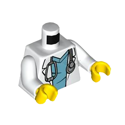 LEGO Minifigure Torso - Doctor, Hospital Lab Coat over Scrubs, Stethoscope [973pb4534c01]