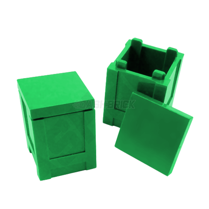 LEGO Container, Box/Crate 2 x 2 x 2, Lid, Green [61780] - Combo Pack (2)