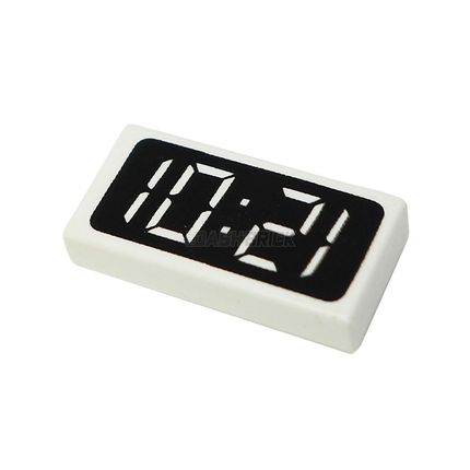 LEGO® Tile 1 x 2, Clock Digital Pattern - '12:01' or '10:21' [3069px5]
