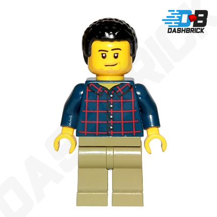 LEGO Minifigure - Male, Plaid Shirt, Black Hair [CITY]
