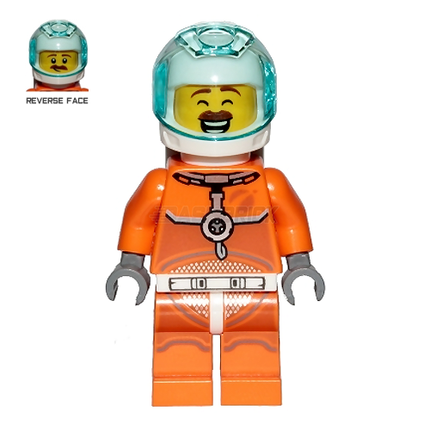 LEGO Minifigure - Astronaut - Male, Orange Spacesuit, Moustache [CITY]