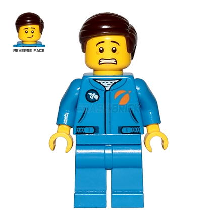 LEGO Minifigure - Astronaut - Male, Blue Training Jumpsuit, Dark Brown Hair [CITY]