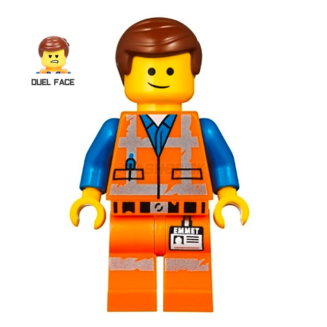 LEGO Minifigure - Emmet, Lopsided Smile/Angry, Worn Uniform [The LEGO Movie]