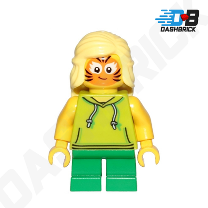 LEGO Minifigure - Tiger Face Paint Girl, Lime Hoodie [CITY]