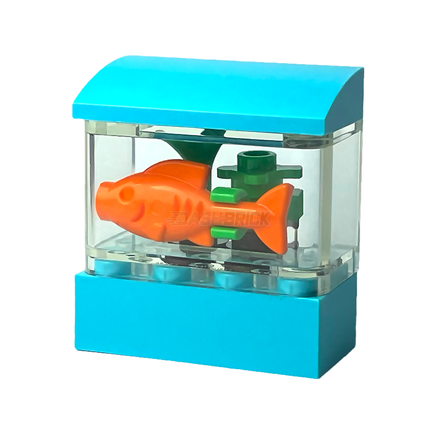 LEGO "Tropical Fish Tank" - Orange Fish, Azure Frame [MiniMOC]