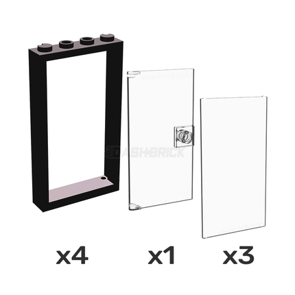 LEGO Clear Windows, Door and Black Frames  1 x 4 x 6 [COMBO PACK]